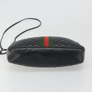 GUCCI GG Marmont Web Sherry Line Bag Leather Perfo Black Gold 541051 Auth mr2530-9