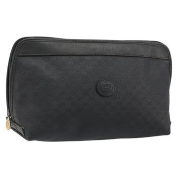 GUCCI Micro GG Supreme Clutch Bag PVC Black Gold 014 58 0198 Auth mr2532