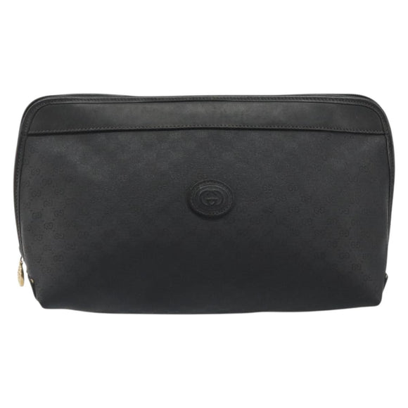 GUCCI Micro GG Supreme Clutch Bag PVC Black Gold 014 58 0198 Auth mr2532