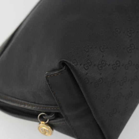 GUCCI Micro GG Supreme Clutch Bag PVC Black Gold 014 58 0198 Auth mr2532