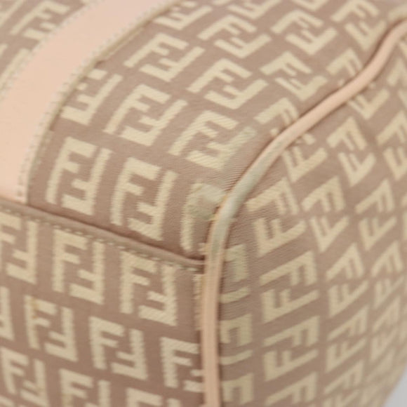 FENDI Zucchino Canvas Mamma Baguette Hand Bag Pink Gold Auth mr2533