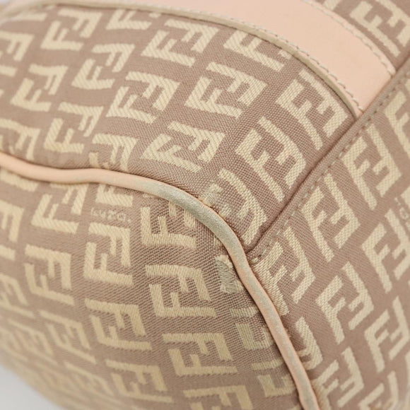 FENDI Zucchino Canvas Mamma Baguette Hand Bag Pink Gold Auth mr2533