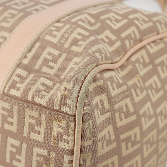 FENDI Zucchino Canvas Mamma Baguette Hand Bag Pink Gold Auth mr2533