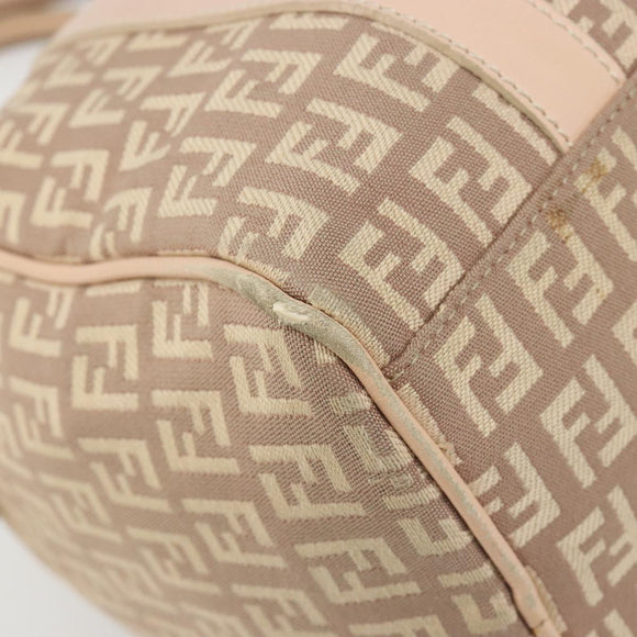 FENDI Zucchino Canvas Mamma Baguette Hand Bag Pink Gold Auth mr2533
