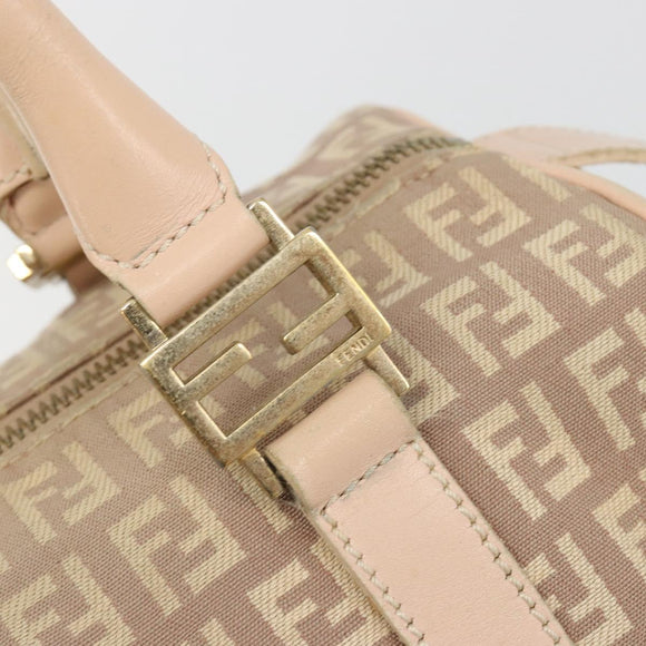 FENDI Zucchino Canvas Mamma Baguette Hand Bag Pink Gold Auth mr2533