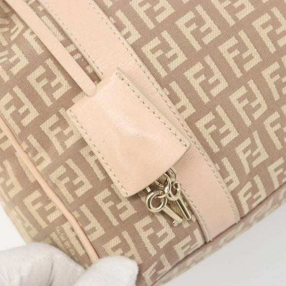 FENDI Zucchino Canvas Mamma Baguette Hand Bag Pink Gold Auth mr2533