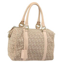 FENDI Zucchino Canvas Mamma Baguette Hand Bag Pink Gold Auth mr2533-1
