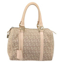 FENDI Zucchino Canvas Mamma Baguette Hand Bag Pink Gold Auth mr2533-13