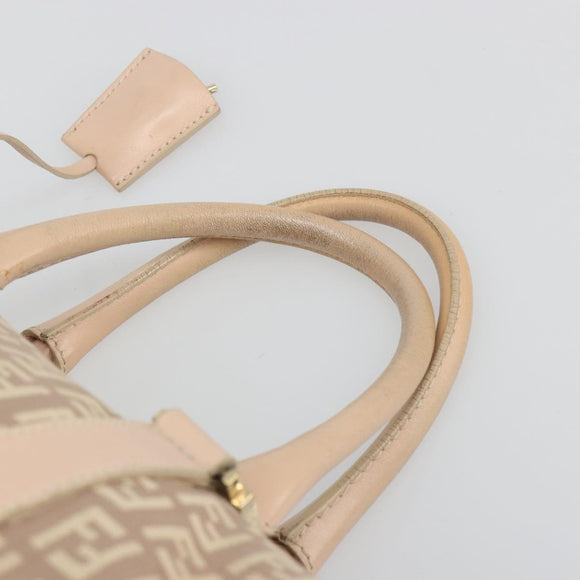 FENDI Zucchino Canvas Mamma Baguette Hand Bag Pink Gold Auth mr2533