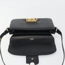 CELINE Shoulder Bag Leather Black Gold Auth mr2534-10