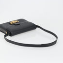 CELINE Shoulder Bag Leather Black Gold Auth mr2534-7