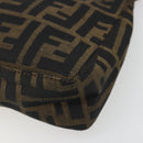 FENDI Zucca Canvas Hand Bag Black Brown Auth mr2535-14
