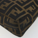 FENDI Zucca Canvas Hand Bag Black Brown Auth mr2535-16