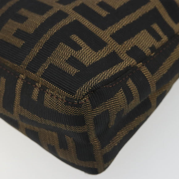 FENDI Zucca Canvas Hand Bag Black Brown Auth mr2535