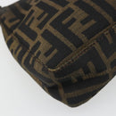 FENDI Zucca Canvas Hand Bag Black Brown Auth mr2535-9