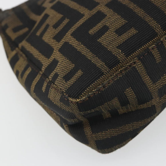FENDI Zucca Canvas Hand Bag Black Brown Auth mr2535