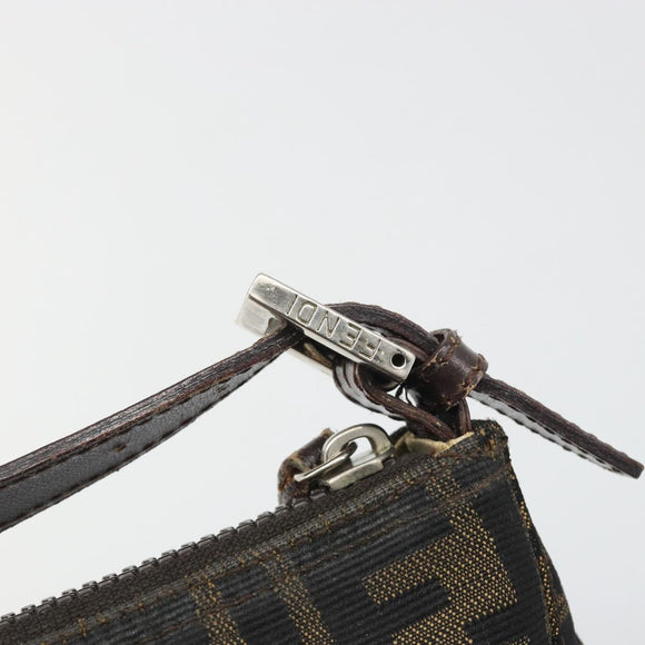 FENDI Zucca Canvas Hand Bag Black Brown Auth mr2535