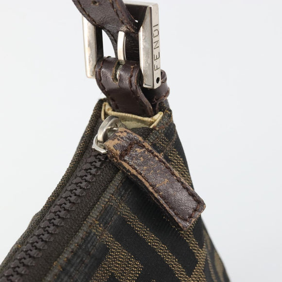 FENDI Zucca Canvas Hand Bag Black Brown Auth mr2535