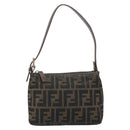 FENDI Zucca Canvas Hand Bag Black Brown Auth mr2535-13