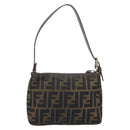 FENDI Zucca Canvas Hand Bag Black Brown Auth mr2535-2