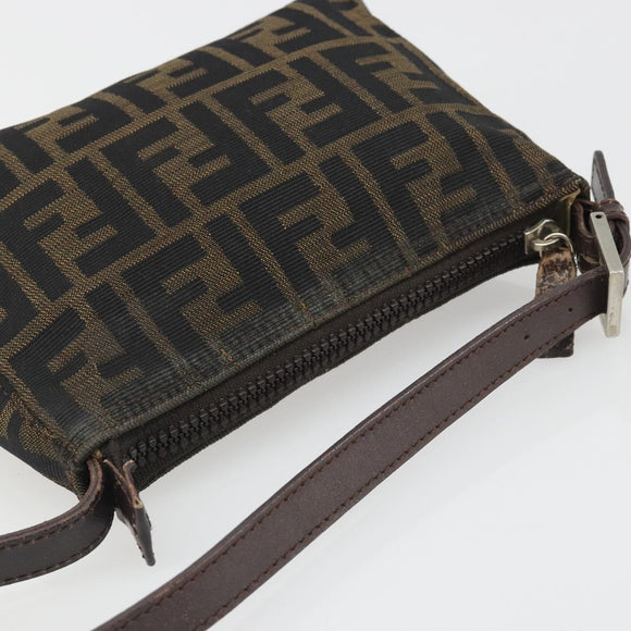 FENDI Zucca Canvas Hand Bag Black Brown Auth mr2535