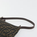 FENDI Zucca Canvas Hand Bag Black Brown Auth mr2535-8