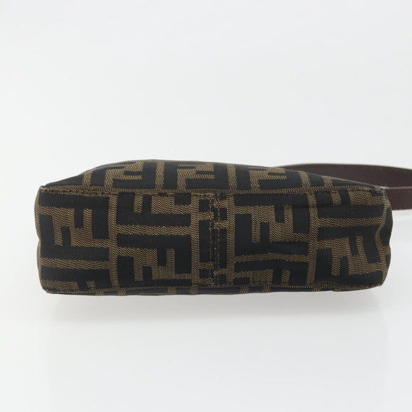 FENDI Zucca Canvas Hand Bag Black Brown Auth mr2535