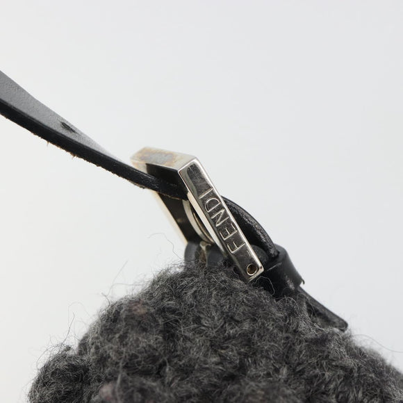 FENDI Mamma Baguette Shoulder Bag Knitted Fabrics Gray Silver Auth mr2538A