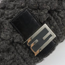 FENDI Mamma Baguette Shoulder Bag Knitted Fabrics Gray Silver Auth mr2538A-20