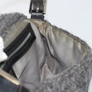 FENDI Mamma Baguette Shoulder Bag Knitted Fabrics Gray Silver Auth mr2538A-23