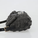FENDI Mamma Baguette Shoulder Bag Knitted Fabrics Gray Silver Auth mr2538A-4