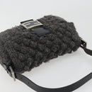 FENDI Mamma Baguette Shoulder Bag Knitted Fabrics Gray Silver Auth mr2538A-6