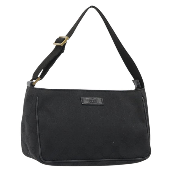 GUCCI GG Canvas Hand Bag Black Gold 106644 Auth mr2539A