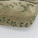 CHANEL Shoulder Bag Suede Leather Khaki Silver CC Auth mr2540A-11