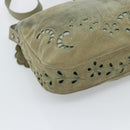 CHANEL Shoulder Bag Suede Leather Khaki Silver CC Auth mr2540A-14