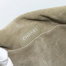 CHANEL Shoulder Bag Suede Leather Khaki Silver CC Auth mr2540A-17