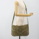 CHANEL Shoulder Bag Suede Leather Khaki Silver CC Auth mr2540A-25