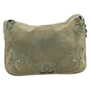 CHANEL Shoulder Bag Suede Leather Khaki Silver CC Auth mr2540A-3