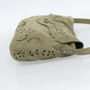 CHANEL Shoulder Bag Suede Leather Khaki Silver CC Auth mr2540A-5