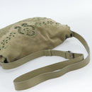 CHANEL Shoulder Bag Suede Leather Khaki Silver CC Auth mr2540A-7