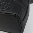 CHANEL Shoulder Bag Caviar Skin Black Gold CC Auth mr2541A-9