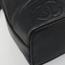 CHANEL Shoulder Bag Caviar Skin Black Gold CC Auth mr2541A-14