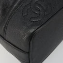 CHANEL Shoulder Bag Caviar Skin Black Gold CC Auth mr2541A-16