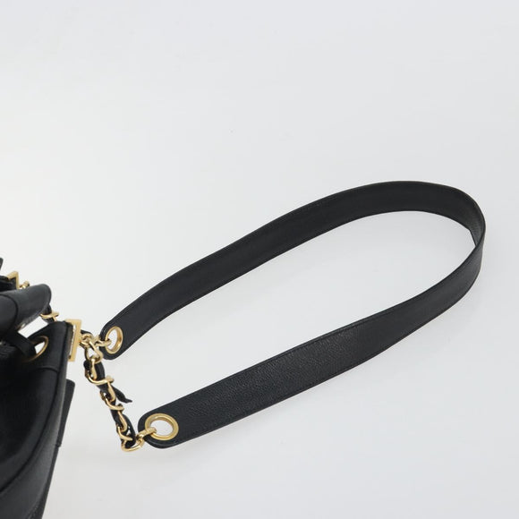 CHANEL Shoulder Bag Caviar Skin Black Gold CC Auth mr2541A