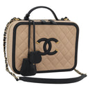 CHANEL CC Filigree Vanity Hand Bag Caviar Skin 2way Beige Gold CC Auth mr2542M-1