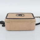 CHANEL CC Filigree Vanity Hand Bag Caviar Skin 2way Beige Gold CC Auth mr2542M-11