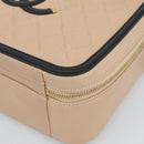 CHANEL CC Filigree Vanity Hand Bag Caviar Skin 2way Beige Gold CC Auth mr2542M-12