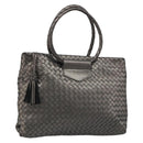 BOTTEGA VENETA INTRECCIATO Hand Bag Leather Silver Gold Auth mr2543A-1
