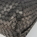 BOTTEGA VENETA INTRECCIATO Hand Bag Leather Silver Gold Auth mr2543A-12