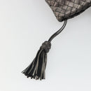 BOTTEGA VENETA INTRECCIATO Hand Bag Leather Silver Gold Auth mr2543A-14